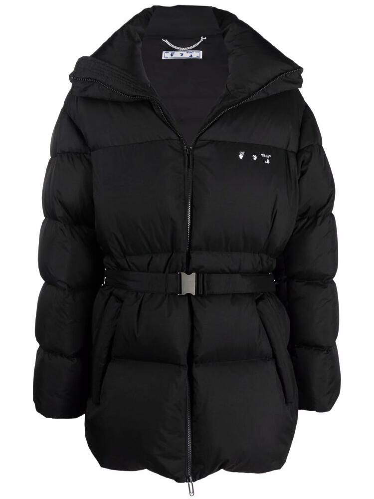 Off-White Hands Off belted puffer down jacket - Black Cover