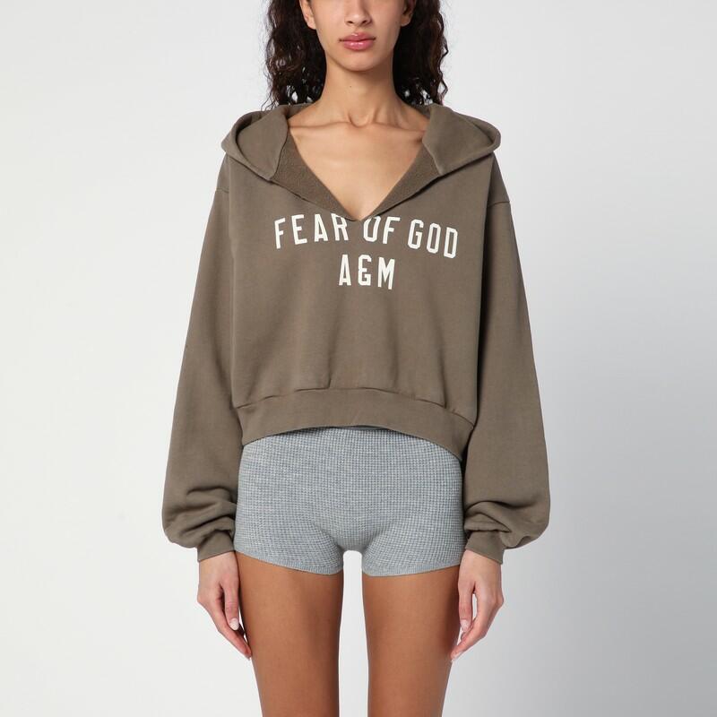 Fear of God Essentials Military green cropped sweatshirt with logo Cover