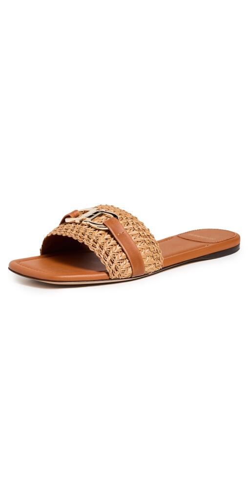 FERRAGAMO Leah Woven Raffia Sandals Cognac Cover