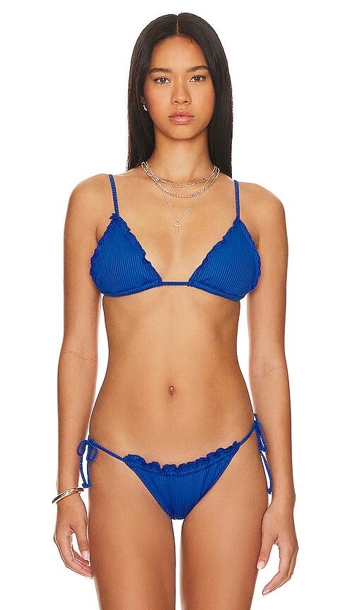 It's Now Cool The Frill Tri Bikini Top in Blue Cover