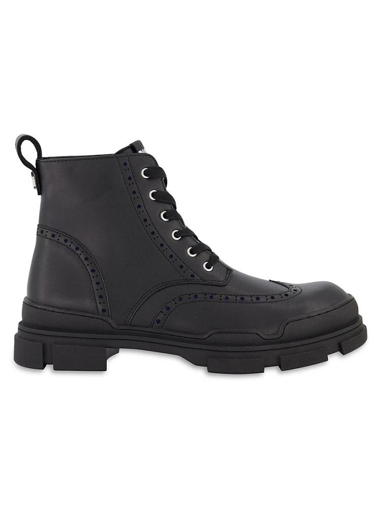 DKNY Men's Wingtip Oxford Combat Boots - Black Cover