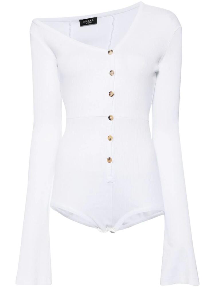 A.W.A.K.E. Mode asymmetric collar bodysuit - White Cover