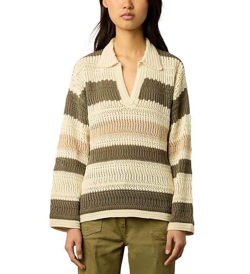 Gerard Darel Lea Collared Striped Sweater Cover