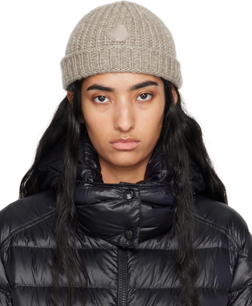 Moncler Taupe Virgin Wool Beanie Cover