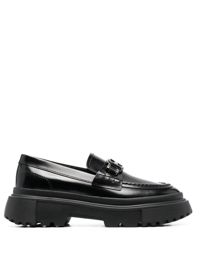 Hogan logo buckle platform loafers - Black Cover