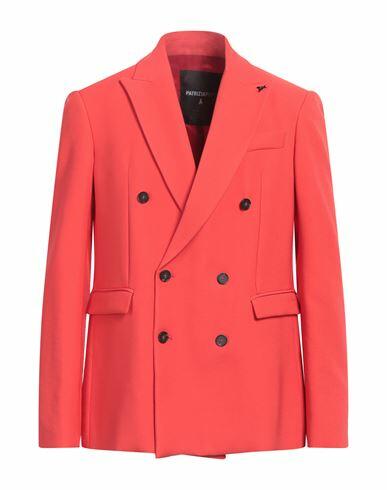 Patrizia Pepe Man Blazer Tomato red Viscose, Polyester Cover