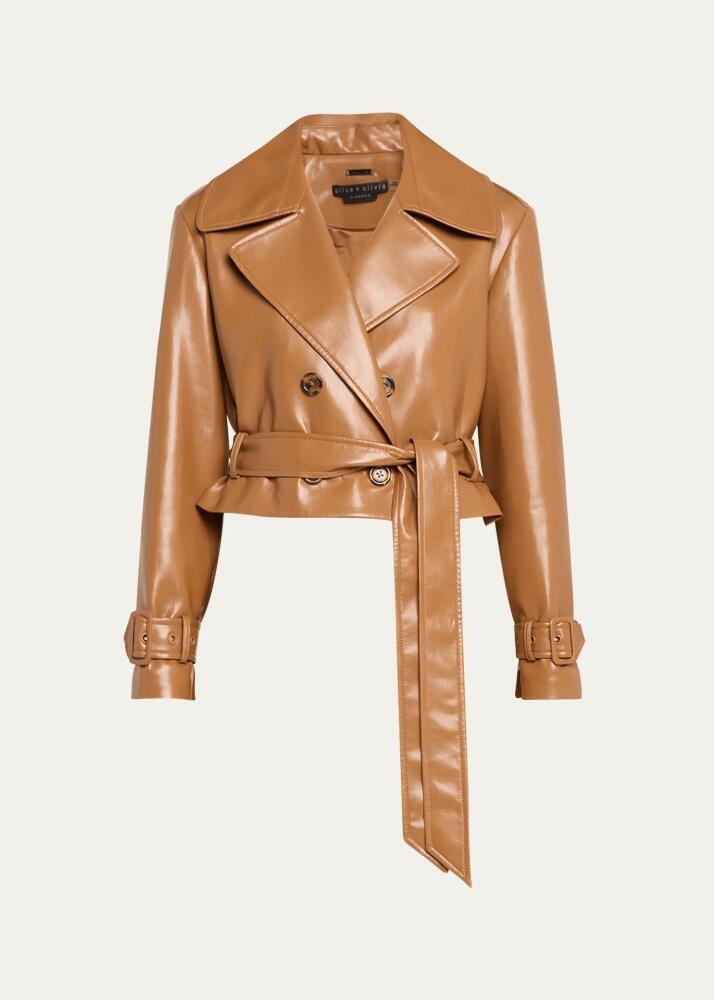 Alice + Olivia Keith Vegan Leather Cropped Trench Coat Cover