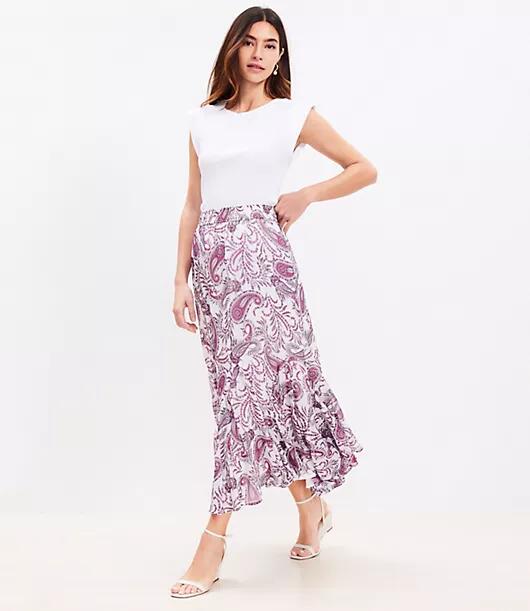 Loft Paisley Godet Midi Skirt Cover