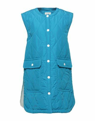 Vicolo Woman Coat Azure Polyester, Polypropylene Cover