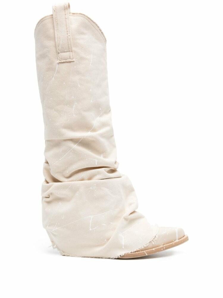 R13 70mm splatter-detail cowboy boots - Neutrals Cover