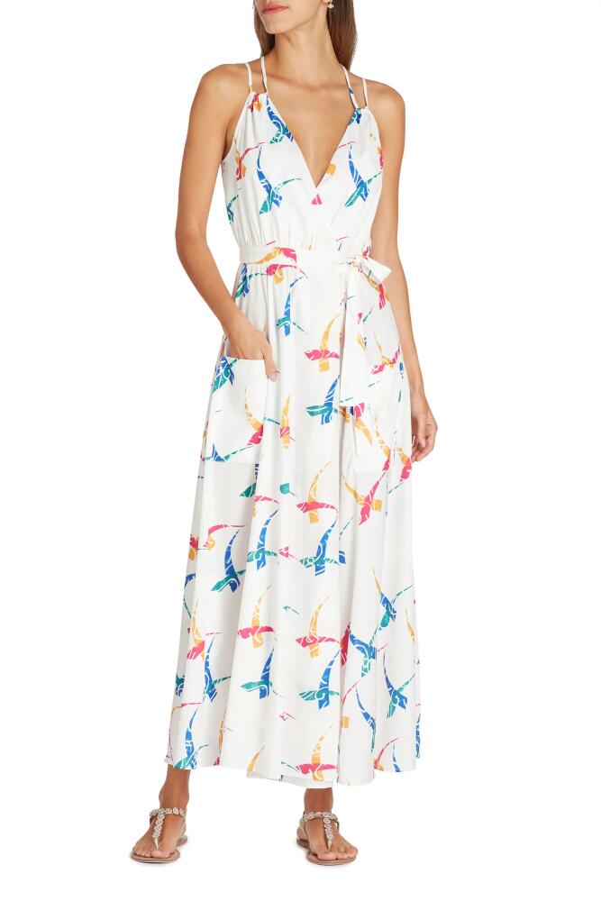 VALIMARE Amelia Maxi Wrap Crepe de Chine Cover-up Dress in Off White Cover