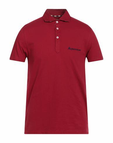 Aquascutum Man Polo shirt Brick red Cotton, Elastane Cover