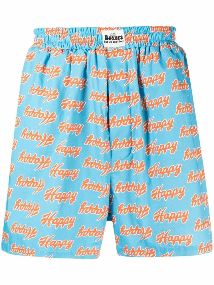 Natasha Zinko happy-print cotton shorts - Blue Cover