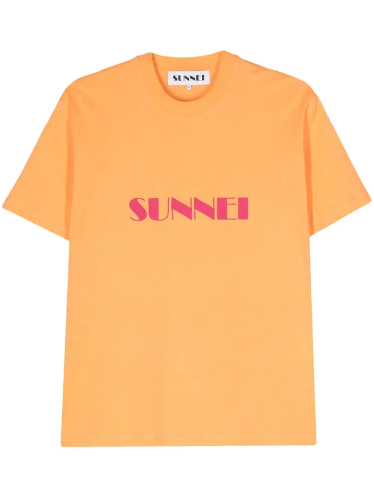 Sunnei logo-print organic-cotton T-shirt - Orange Cover