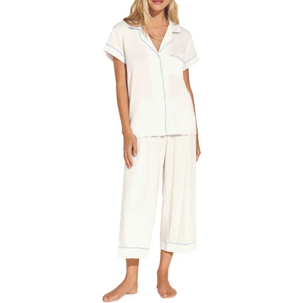 Eberjey Gisele Jersey Knit Crop Pajamas in White/Ice Blue Cover