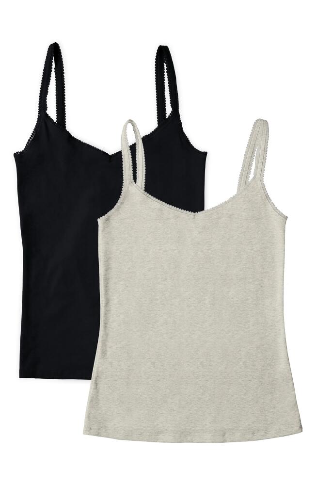 On Gossamer 2-Pack Cabana Cotton Reversible Camisoles in Blk/gry Cover