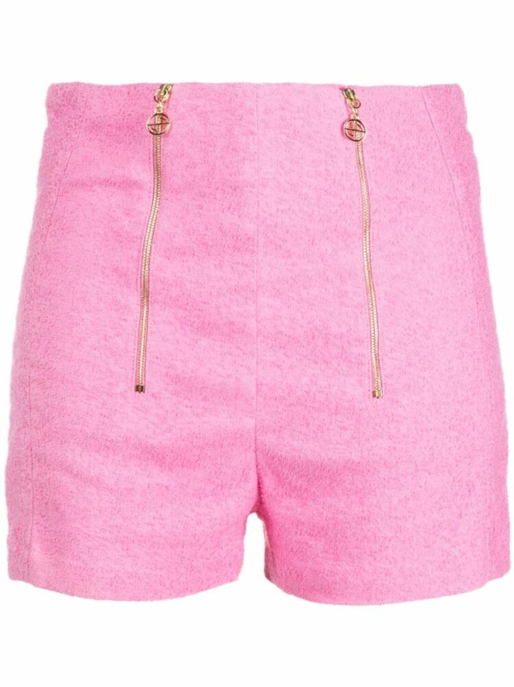 Patou zip-detail tweed shorts - Pink Cover