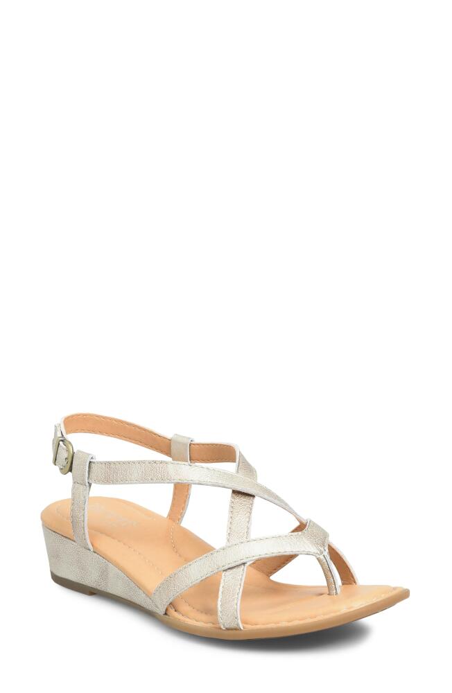 Børn Sibyl Slingback Wedge Sandal in Light Gold Metallic Cover