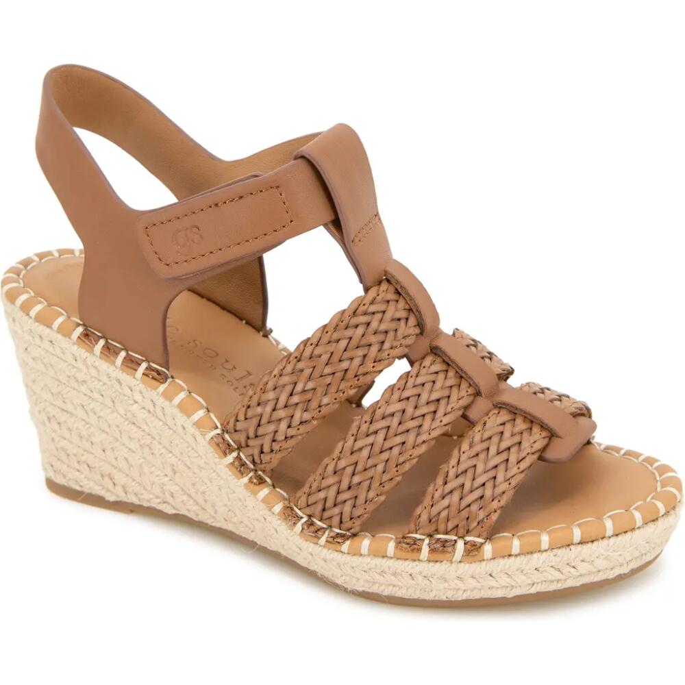 GENTLE SOULS BY KENNETH COLE Caplin Slingback Espadrille Platform Wedge Sandal in Tan Leather Cover