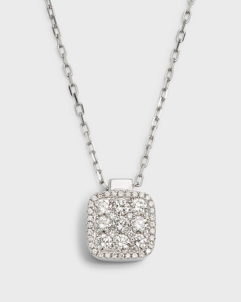 Frederic Sage 18K White Gold Medium Firenze II All Diamond Cushion Pendant Necklace Cover