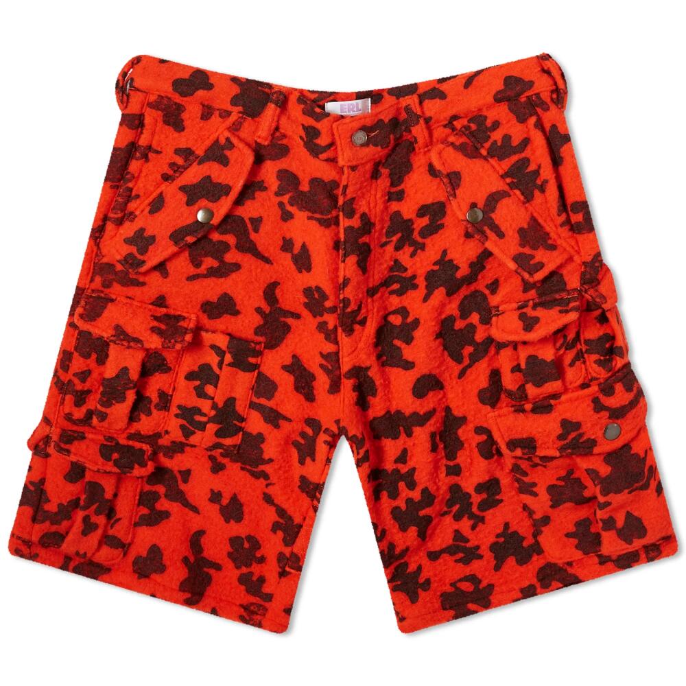 ERL Unisex Cargo Shorts in Orange Camo Cover