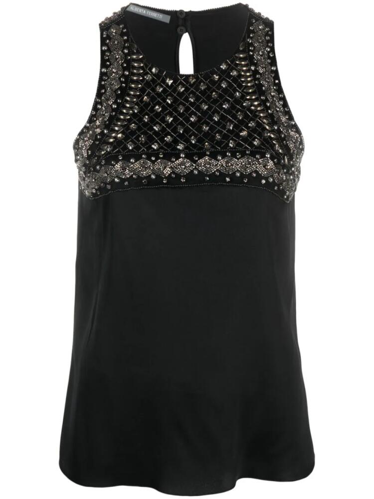 Alberta Ferretti bead-embellishment sleeveless blouse - Black Cover