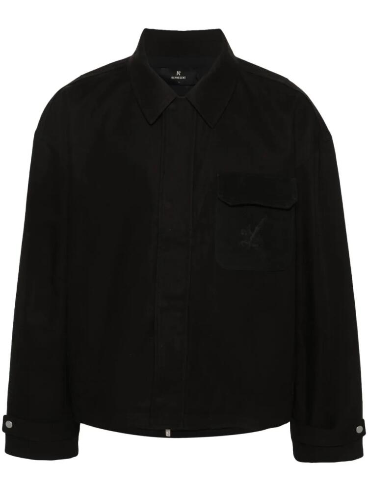 Represent logo-engraved cotton jacket - Black Cover