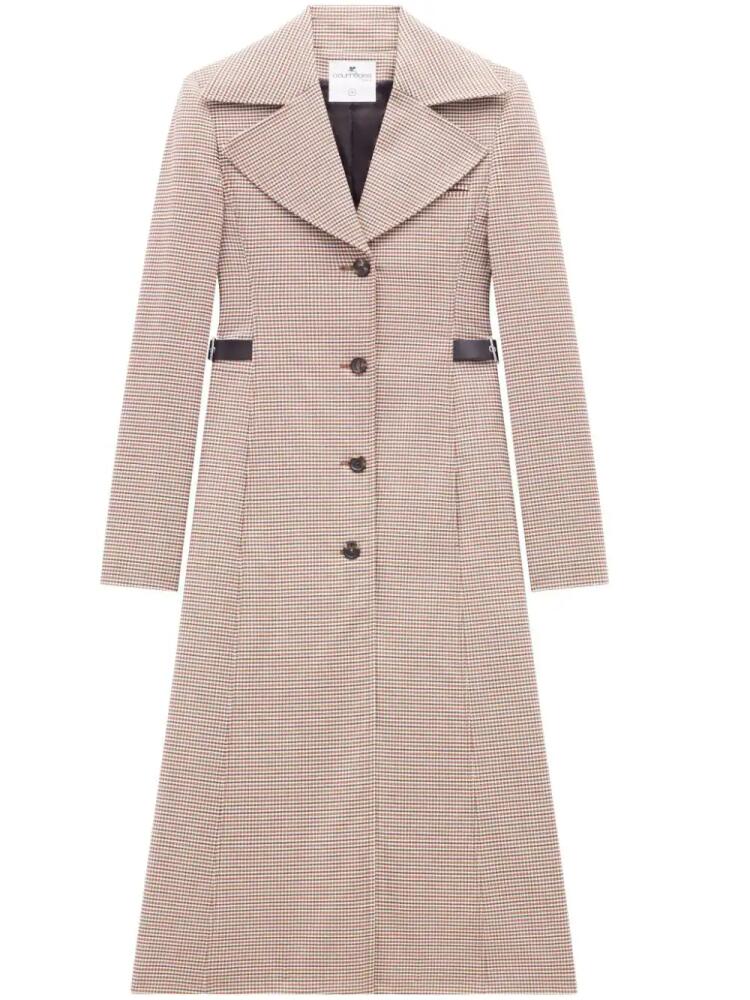 Courrèges checked wool long coat - Brown Cover