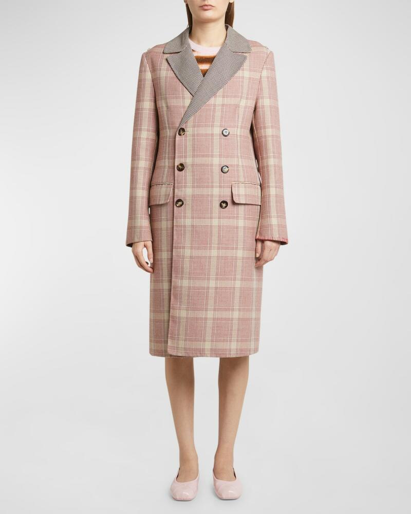 Marni Check Double-Breasted Overcoat Cover