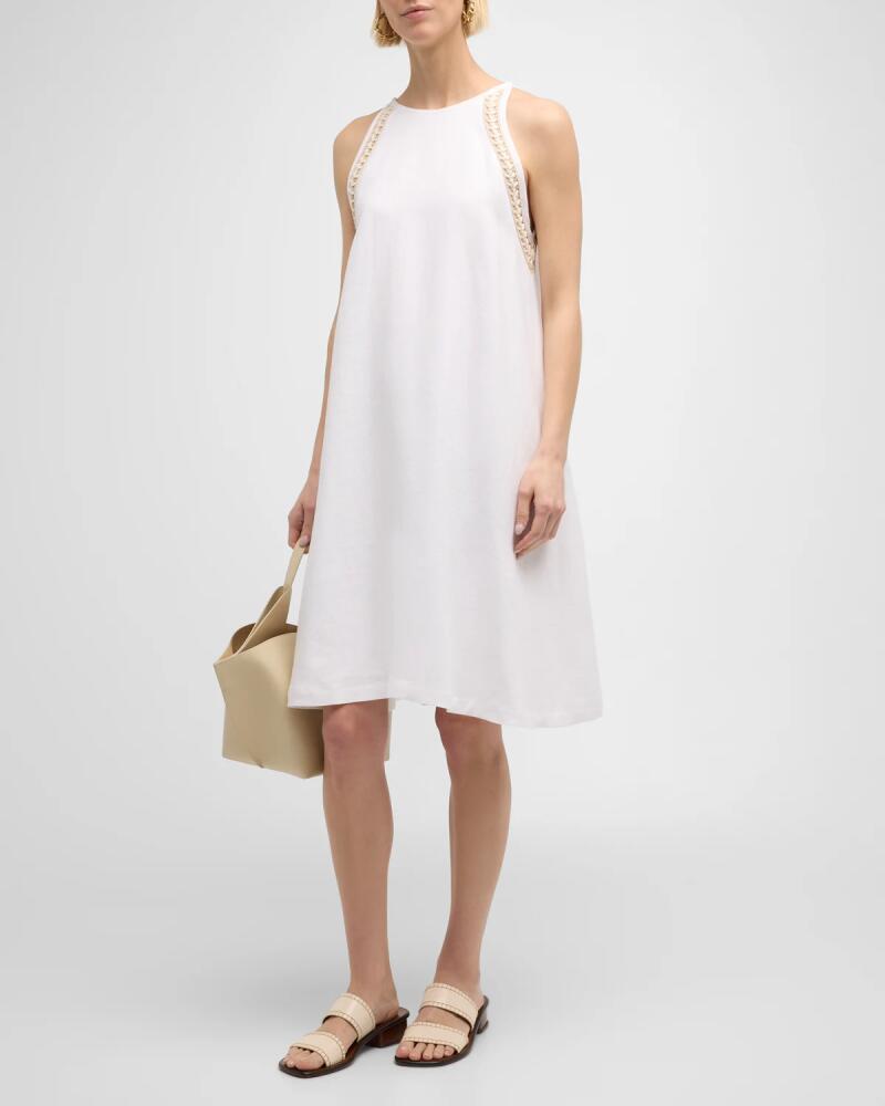 Lafayette 148 New York Crochet-Trim Halter Midi Dress Cover