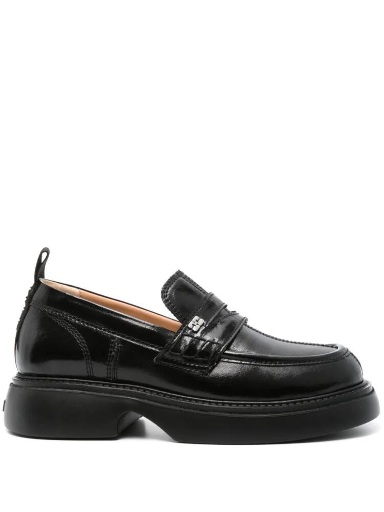 GANNI logo-plaque platform loafers - Black Cover