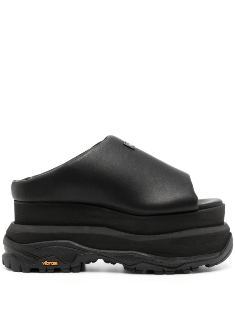 sacai platform-sole leather slides - Black Cover