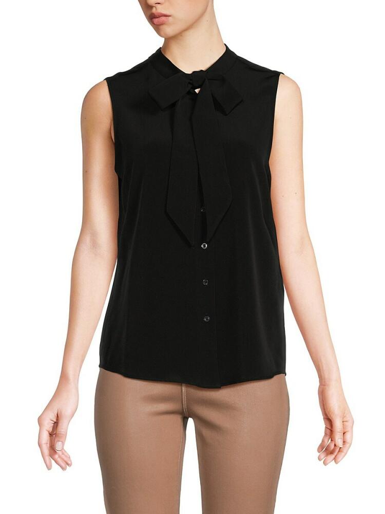 Karl Lagerfeld Paris Women's Sleeveless Tie Front Blouse - Black Cover