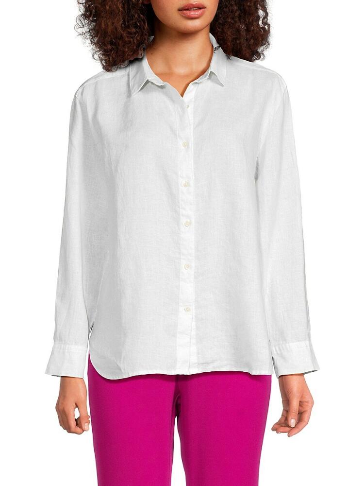 James Perse Women's Linen High Low Shirt - White Cover