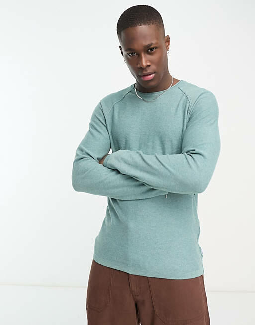 Jack & Jones lightweight crew neck sweater in pale green Cover