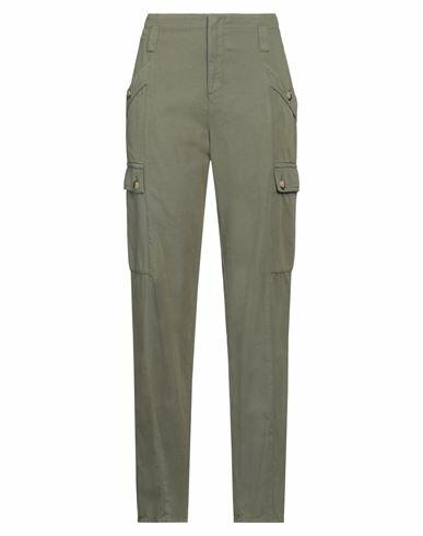 Ba & sh Woman Pants Military green Cotton, Linen Cover