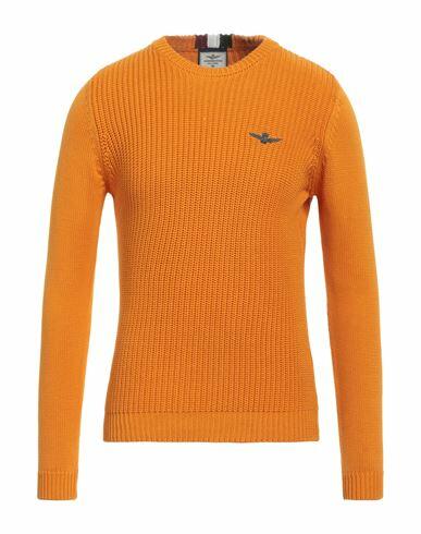 Aeronautica Militare Man Sweater Orange Cotton Cover