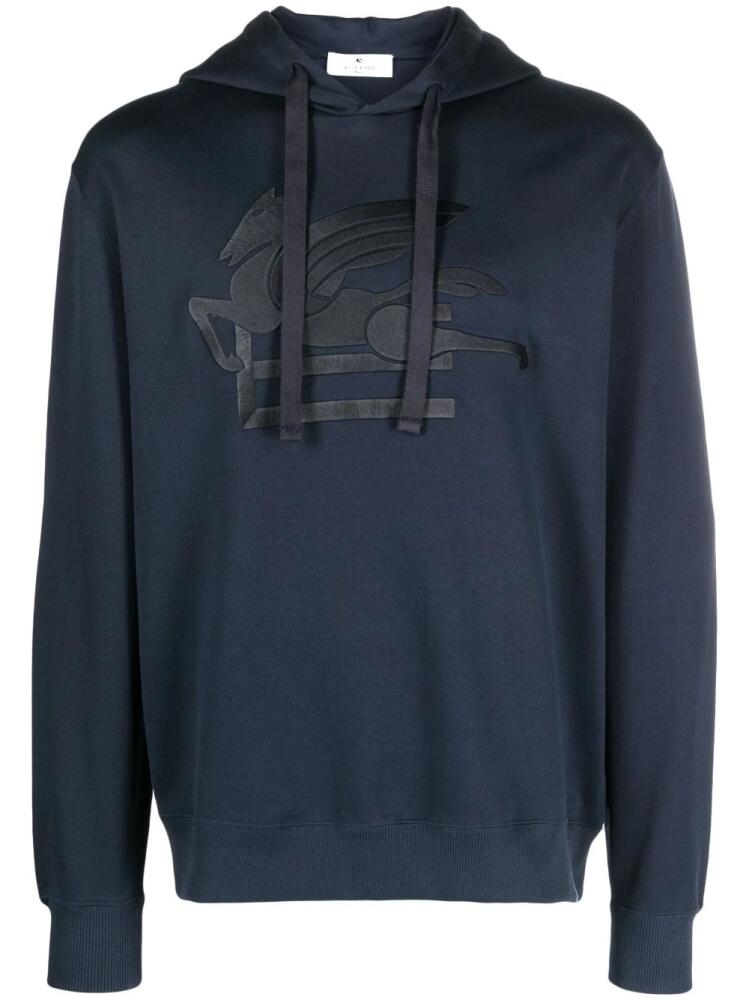 ETRO logo-embroidered cotton hoodie - Blue Cover