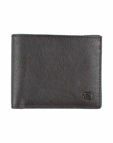 Piquadro Man Wallet Dark brown Cow leather, Metal Cover