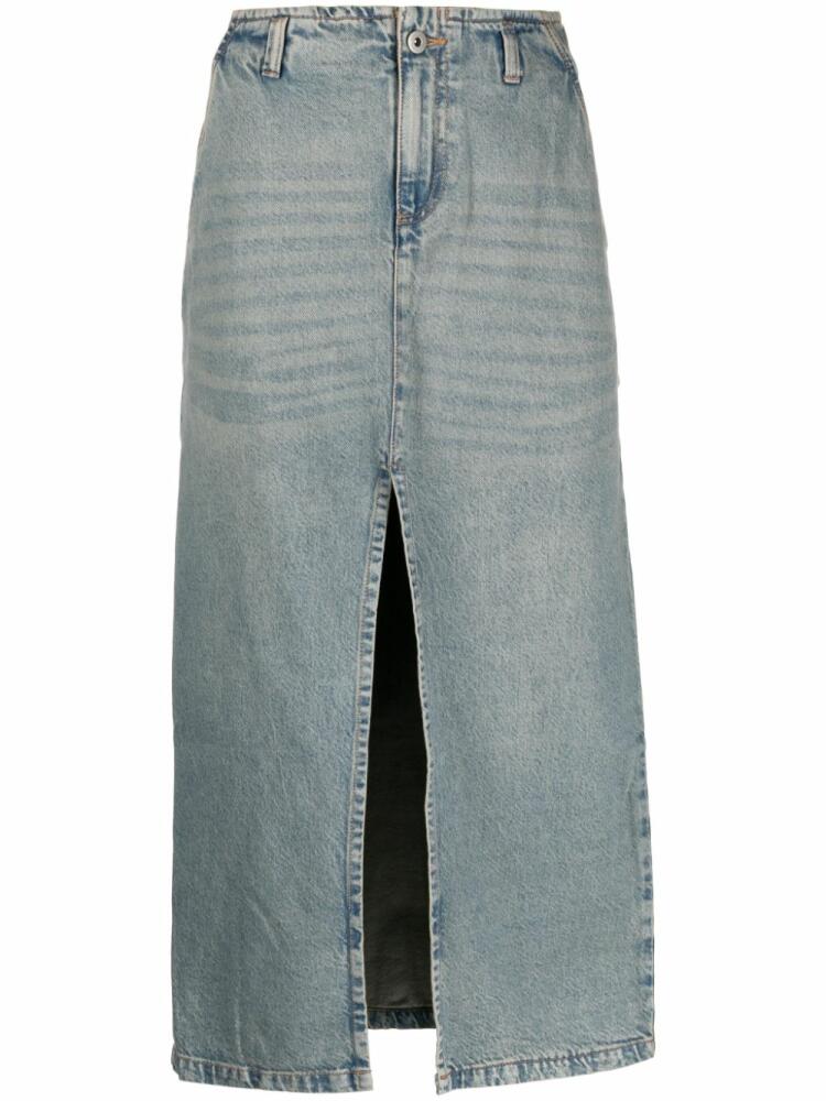 Gimaguas front-slit cotton denim midi skirt - Blue Cover