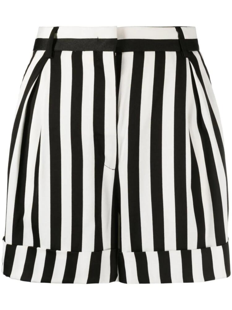 Moschino striped wide-leg satin shorts - Black Cover