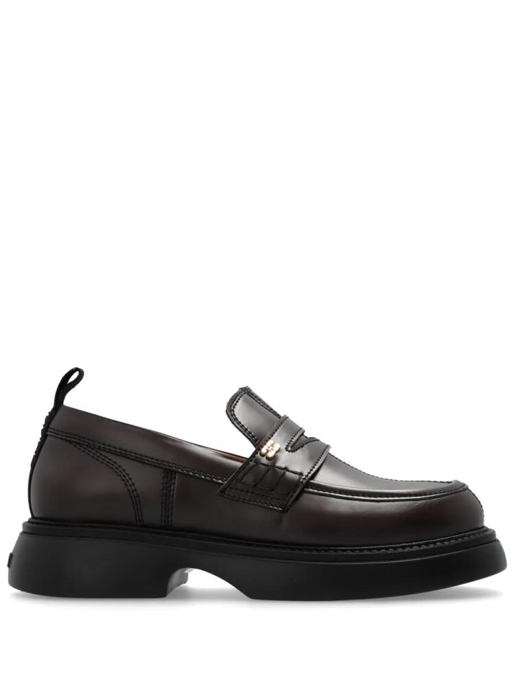 GANNI logo-plaque loafers - Black Cover