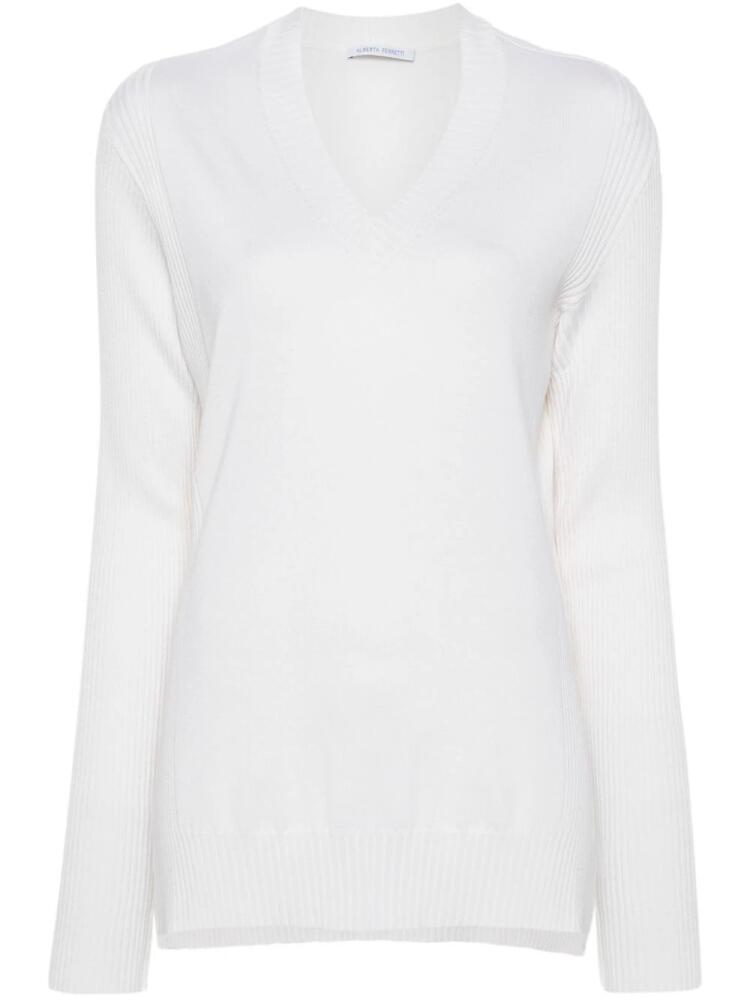 Alberta Ferretti V-neck knitted top - White Cover