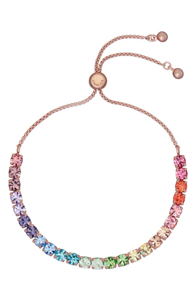 Ted Baker London Melrah Icon Crystal Slider Tennis Bracelet in Rose Gold Rainbow Crystal Cover