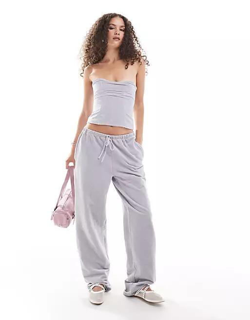 Lioness velour low rise wide leg sweatpants in light blue - part of a set Cover