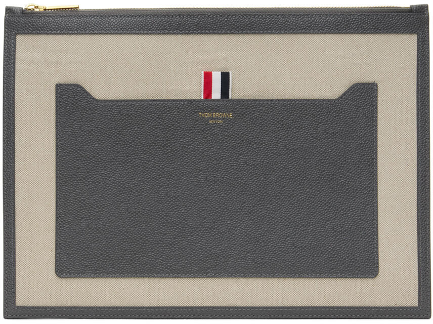 Thom Browne Gray Medium Two-Tone Document Holder Cover