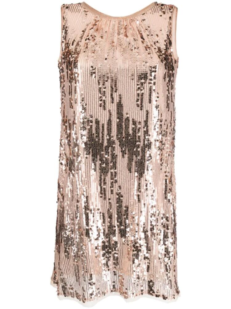 Talbot Runhof sequinned sleeveless minidress - Neutrals Cover