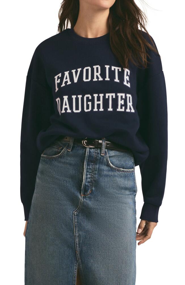 Favorite Daughter Collegiate Cotton Blend Sweatshirt in Navy Cover