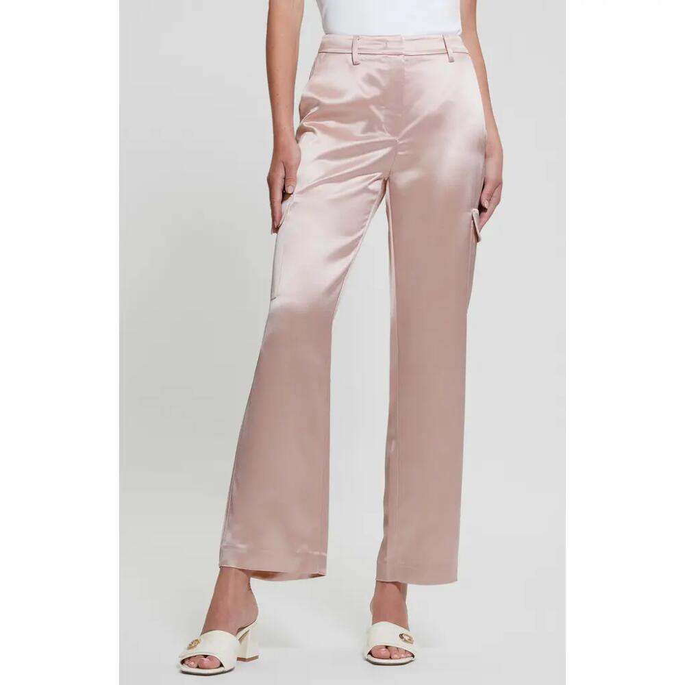 GUESS Megan Satin Cargo Pants in Brick Rose Multi Cover