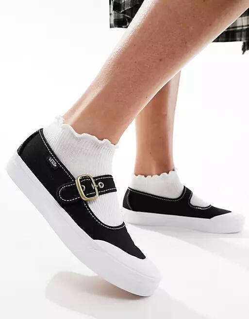 Vans Mary Jane sneaker flats in black and white Cover